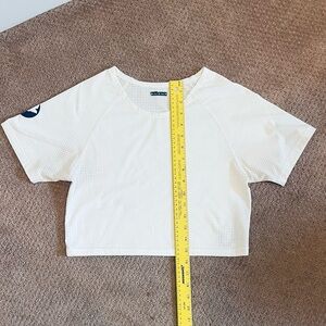 Oiselle White Mesh Crop Top, Size 8